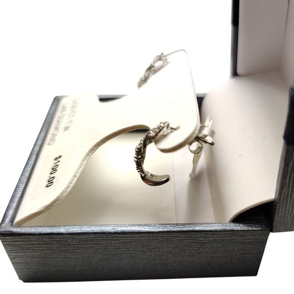 Diamond Brilliance Sterling Silver 1/10 CT T.W. Lab Diamond Hoop Earrings - Picture 4 of 5